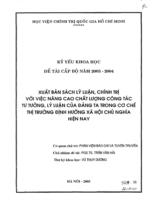 Xuất bản sách lý luận, chính trị với việc nâng cao chất lượng công tác tư tưởng, lý luận của Đảng ta trong cơ chế thị trường định hướng xã hội chủ nghĩa hiện nay  