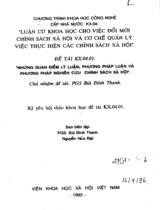 Những quan điểm lý luận, phương pháp luận và phương pháp nghiên cứu chính sách xã hội  