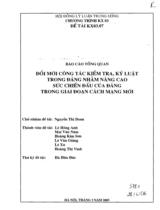 Đổi mới công tác kiểm tra, kỷ luật trong đảng nhằm nâng cao sức chiến đấu của đảng trong giai đoạn cách mạng mới  