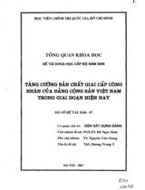 Tăng cường bản chất giai cấp công nhân của Đảng cộng sản Việt Nam trong giai đoạn hiện nay  